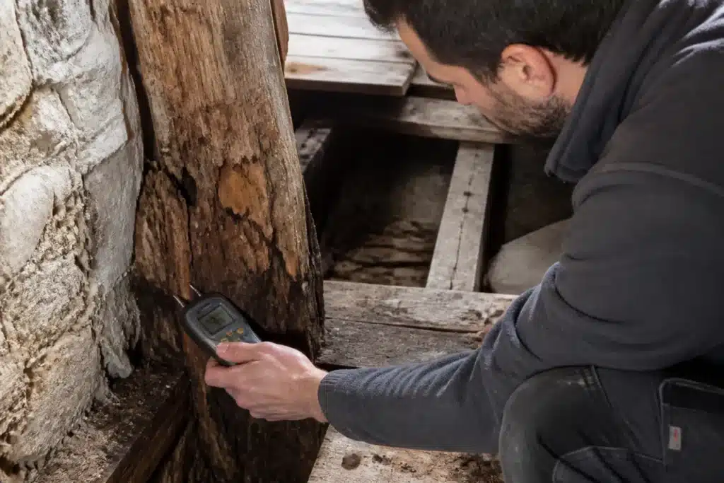 bois degrade et humidite cachee mesures sur un chantier