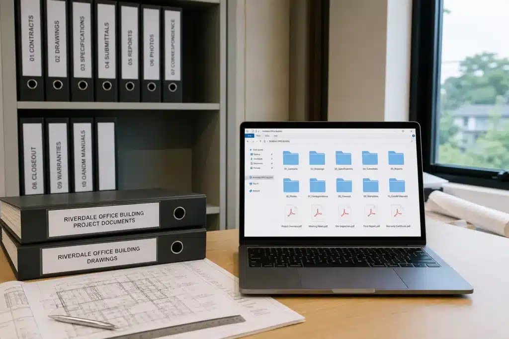Archivage papier et numerique du dossier de chantier
