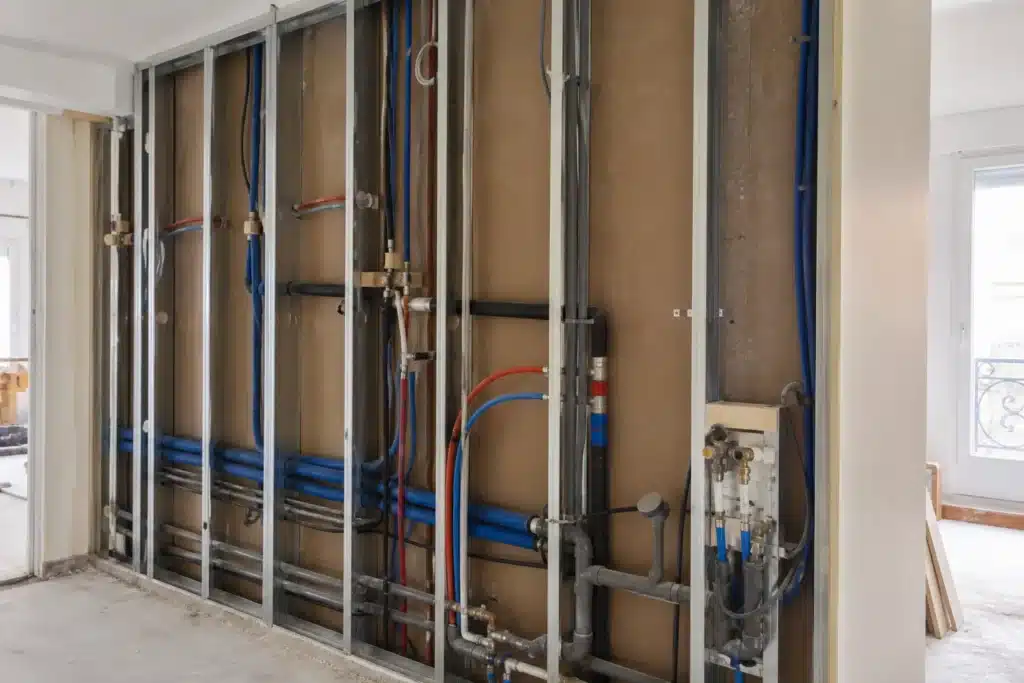 controle des reseaux encastres avant fermeture de la cloison