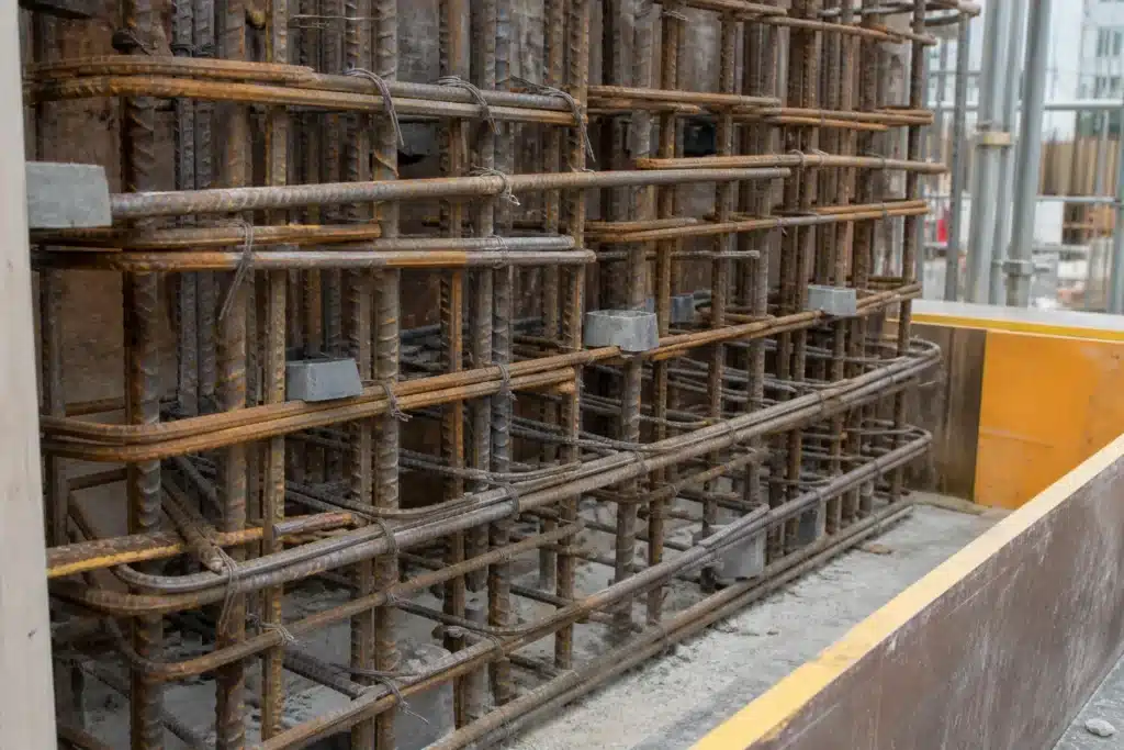 controle du ferraillage avant betonnage sur un chantier