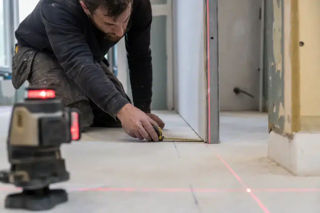 controle de l implantation d une cloison sur chantier