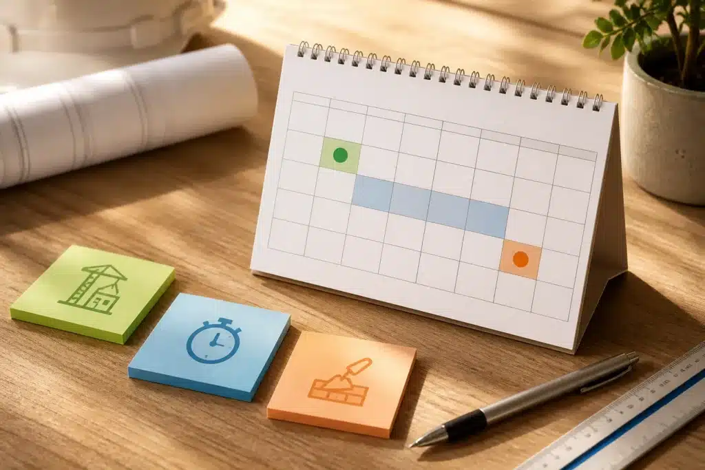 calendrier avec dates cles de demarrage et achevement des travaux