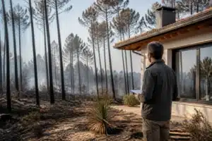 Expert en bâtiment après un feu de forêt en Gironde