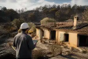 Expert en bâtiment après un feu de forêt dans le Var