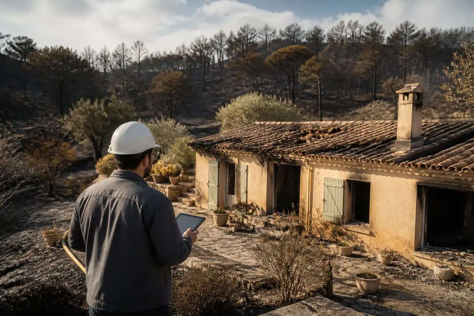 Expert en bâtiment après un feu de forêt dans le Var