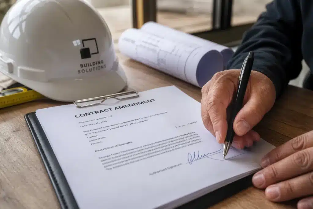 Signature d un avenant au contrat de travaux sur un chantier