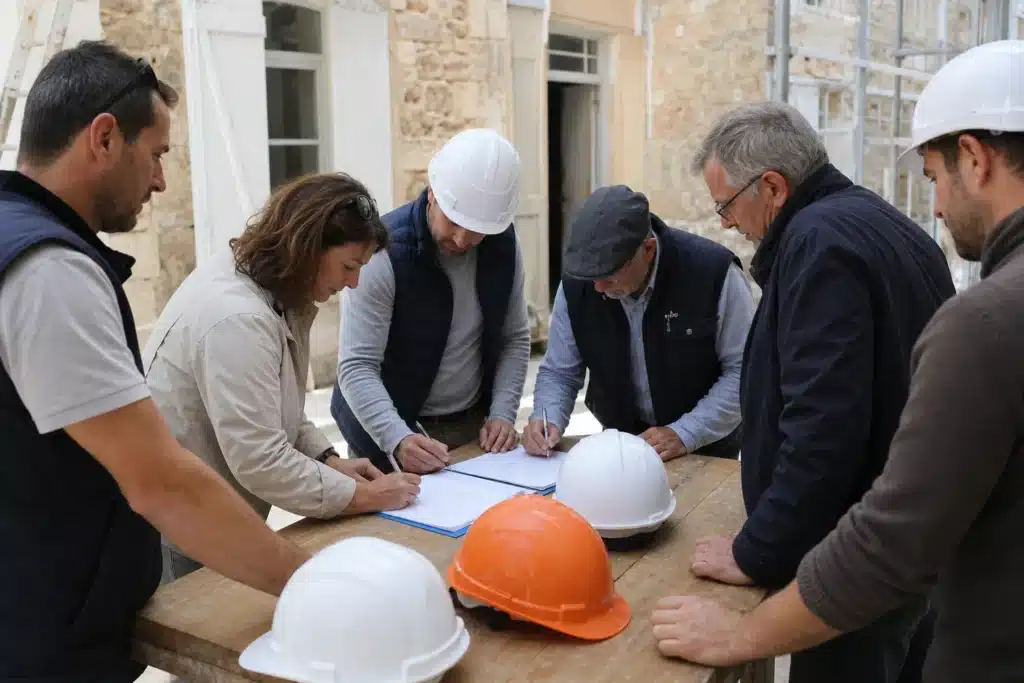 participants reunion chantier presents excuses absents