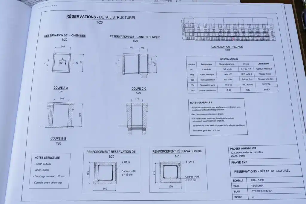 plans de detail et plans de reservation avant execution