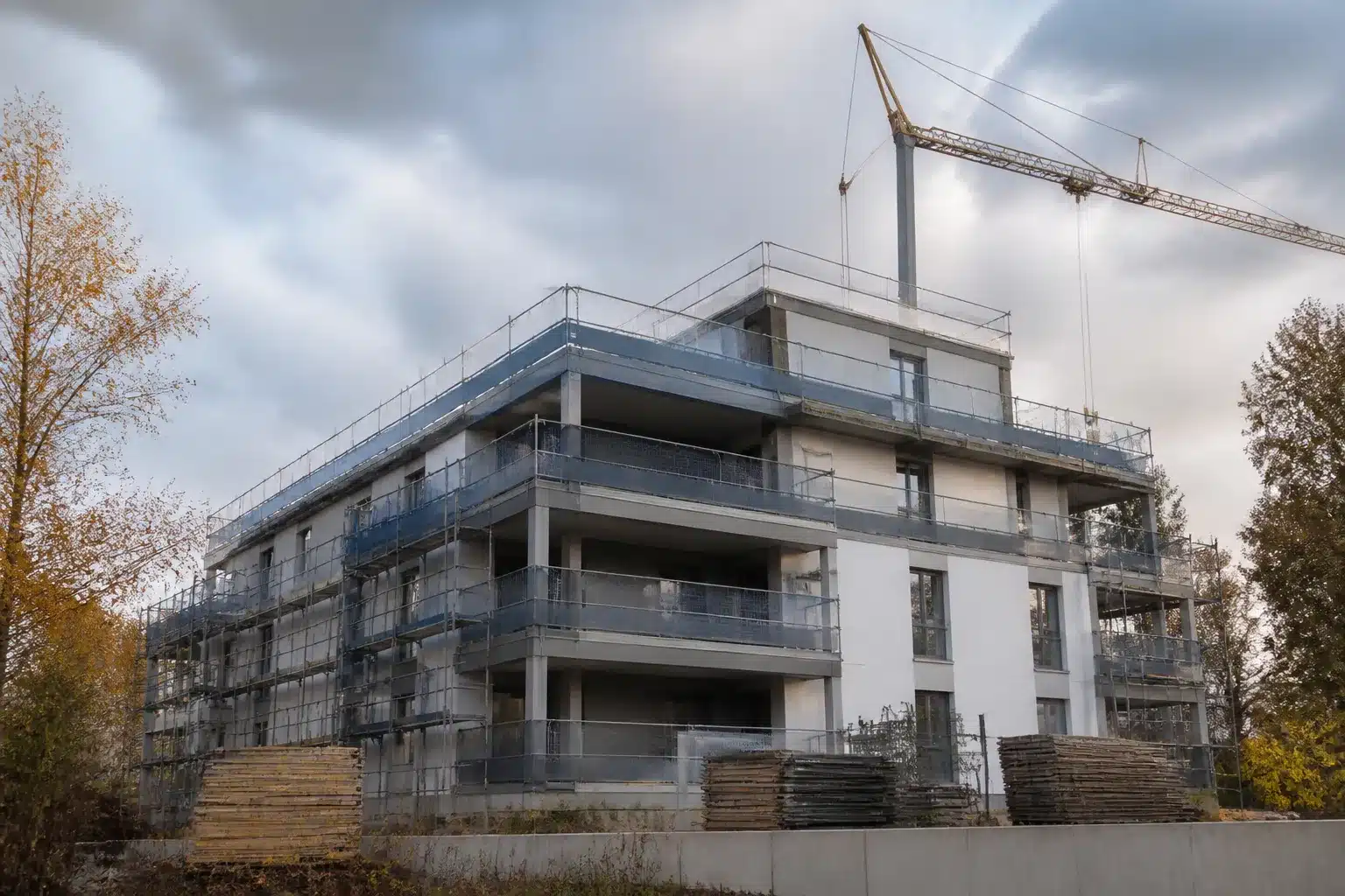 Residence neuve en fin de chantier, livraison VEFA retardee