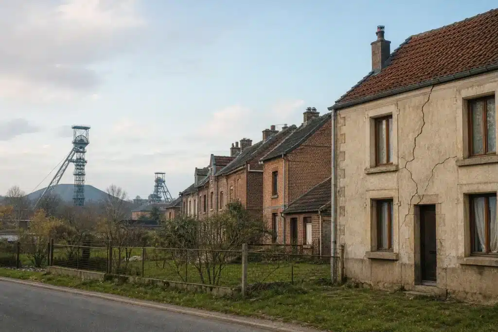 Maison d'un ancien bassin minier présentant une fissure en façade
