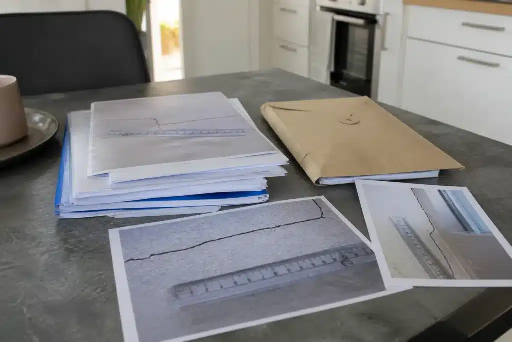 Dossier de sinistre sécheresse avec photos de fissures datées