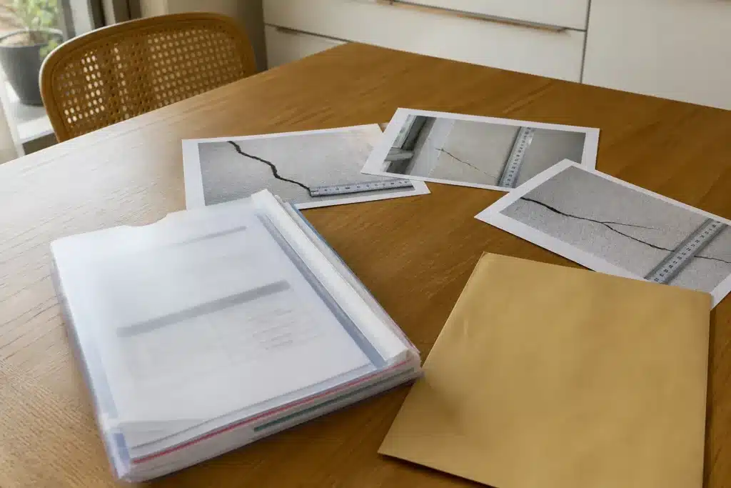 Dossier de sinistre sécheresse avec photos de fissures datées