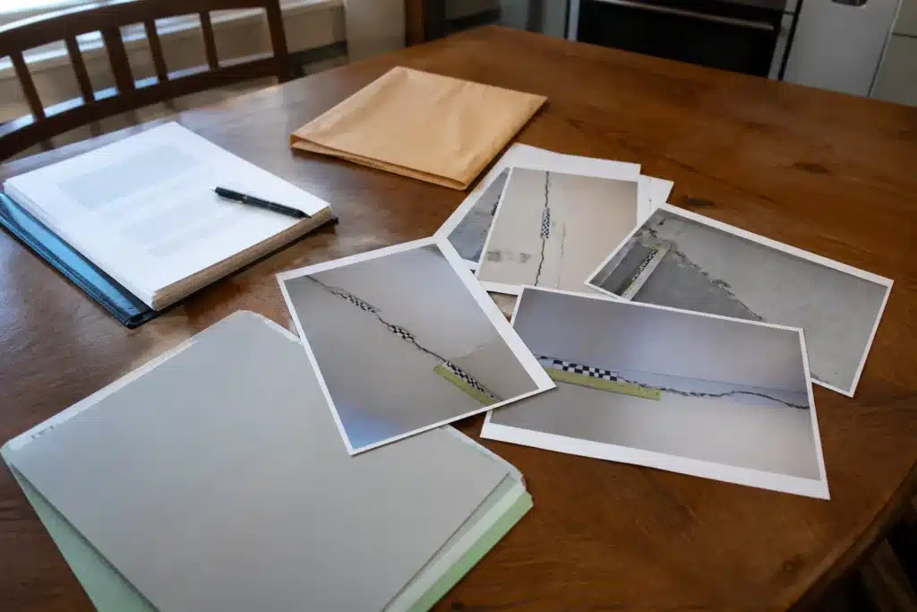 Dossier de sinistre sécheresse avec photos de fissures datées
