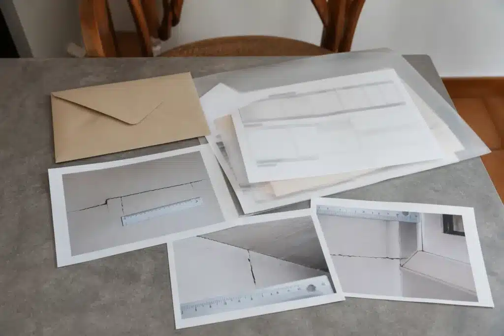 Dossier de sinistre sécheresse avec photos de fissures datées
