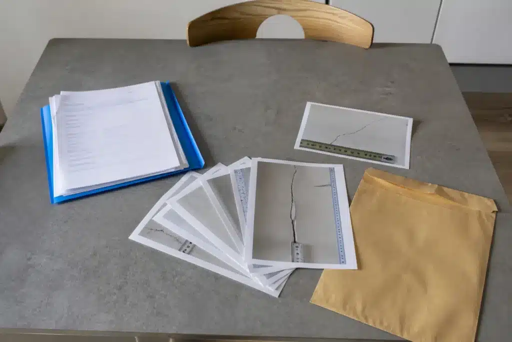 Dossier de sinistre sécheresse avec photos de fissures datées