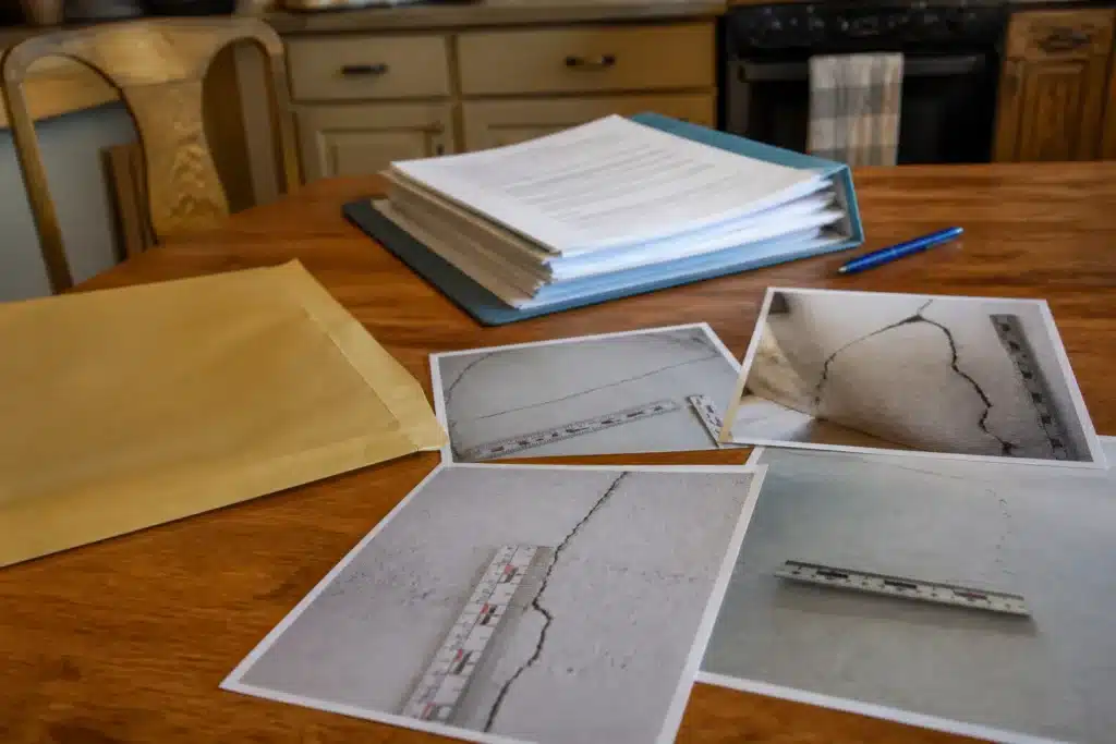 Dossier de sinistre sécheresse avec photos de fissures datées