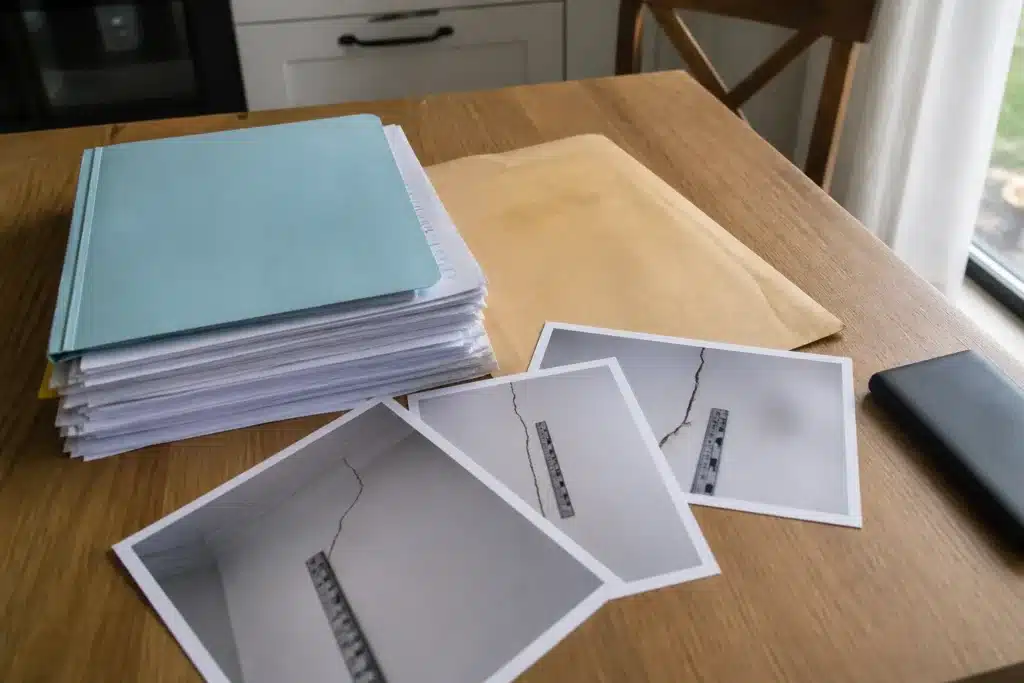 Dossier de sinistre sécheresse avec photos de fissures datées