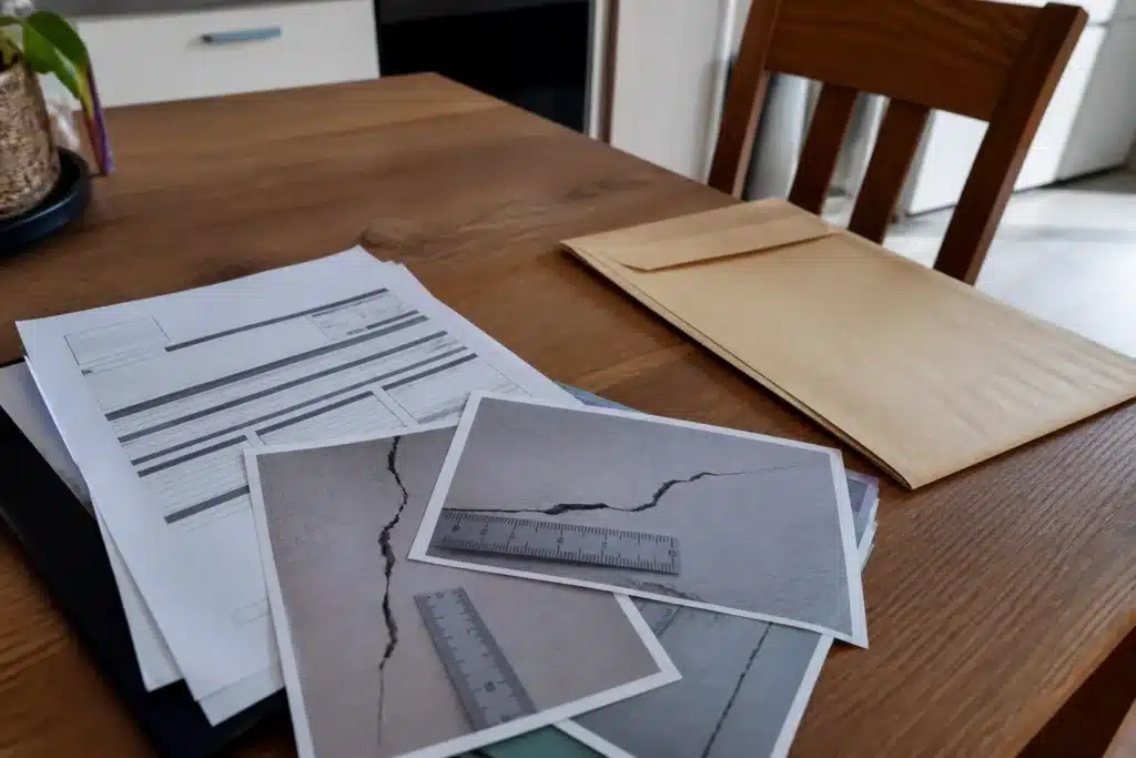 Dossier de sinistre sécheresse avec photos de fissures datées