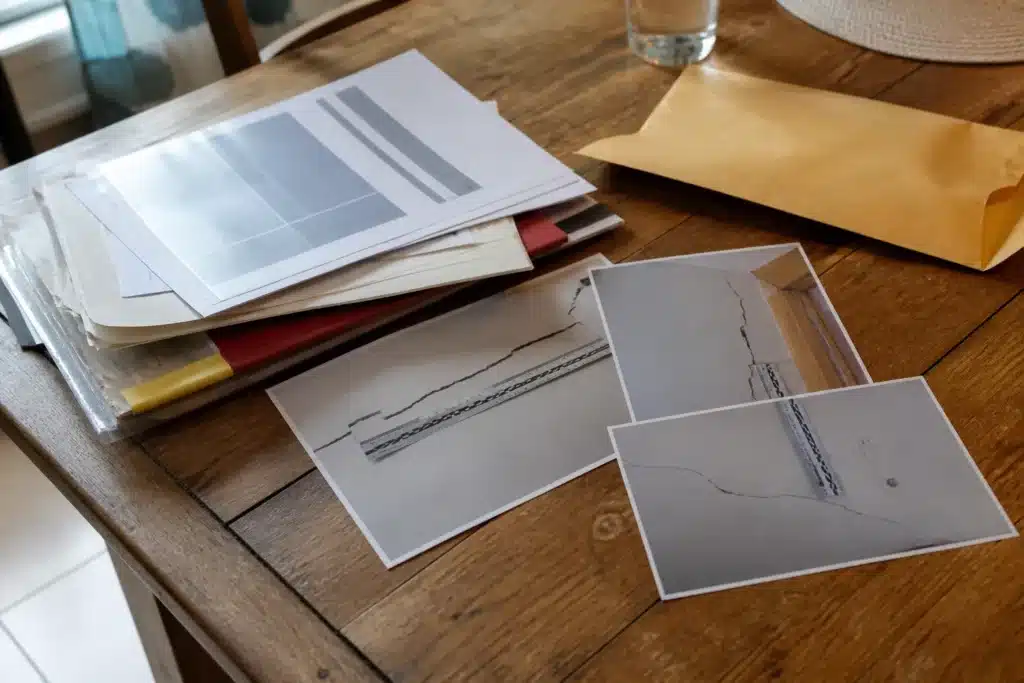 Dossier de sinistre sécheresse avec photos de fissures datées