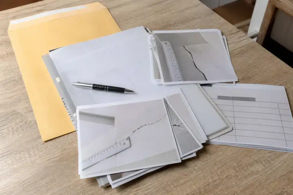 Dossier de sinistre sécheresse avec photos de fissures datées
