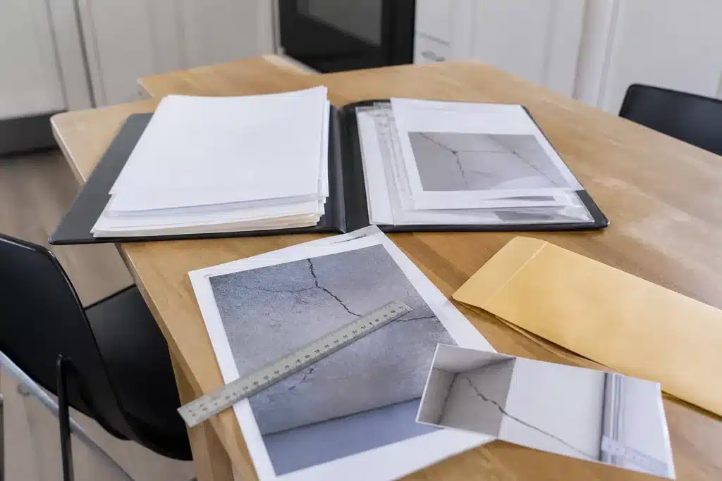 Dossier de sinistre sécheresse avec photos de fissures datées