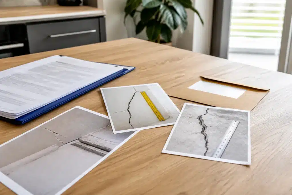 Dossier de sinistre sécheresse avec photos de fissures datées