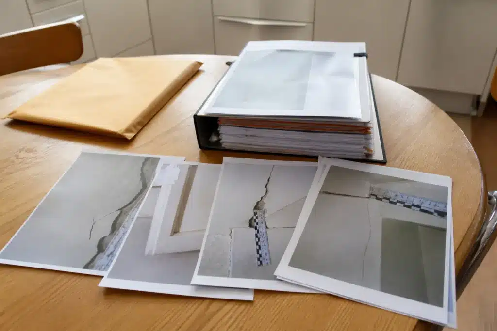 Dossier de sinistre sécheresse avec photos de fissures datées