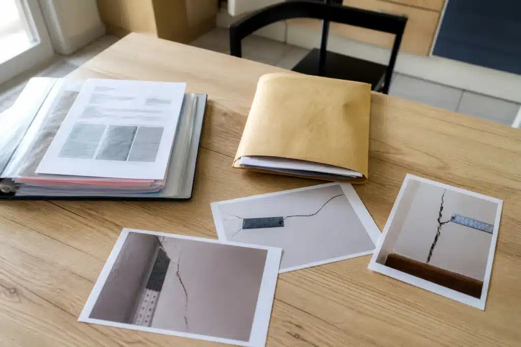 Dossier de sinistre sécheresse avec photos de fissures datées