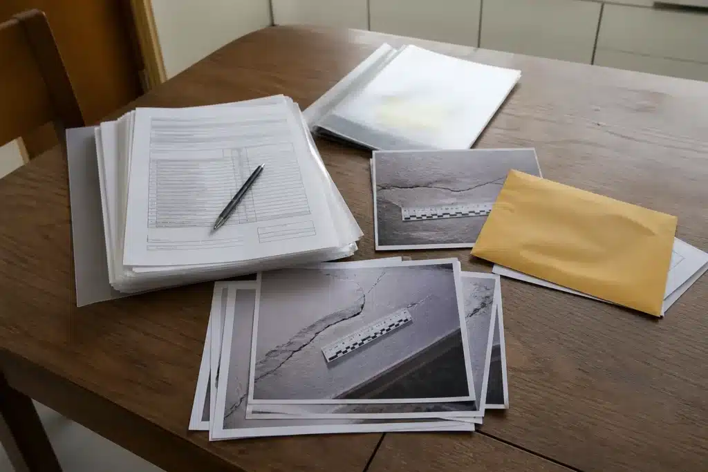 Dossier de sinistre sécheresse avec photos de fissures datées