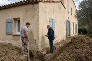 Diagnostic des fondations d'une maison fissurée dans les Alpes-de-Haute-Provence, sol argileux