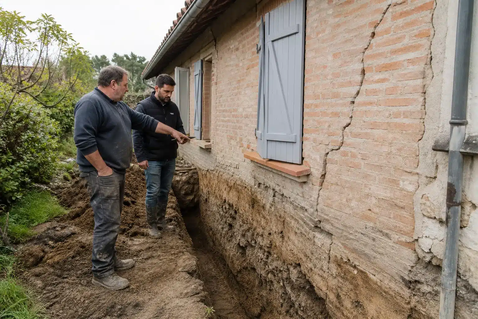 Diagnostic des fondations d'une maison fissurée en Haute-Garonne, sol argileux