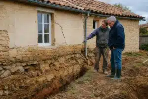 Diagnostic des fondations d'une maison fissurée en Isère, sol argileux