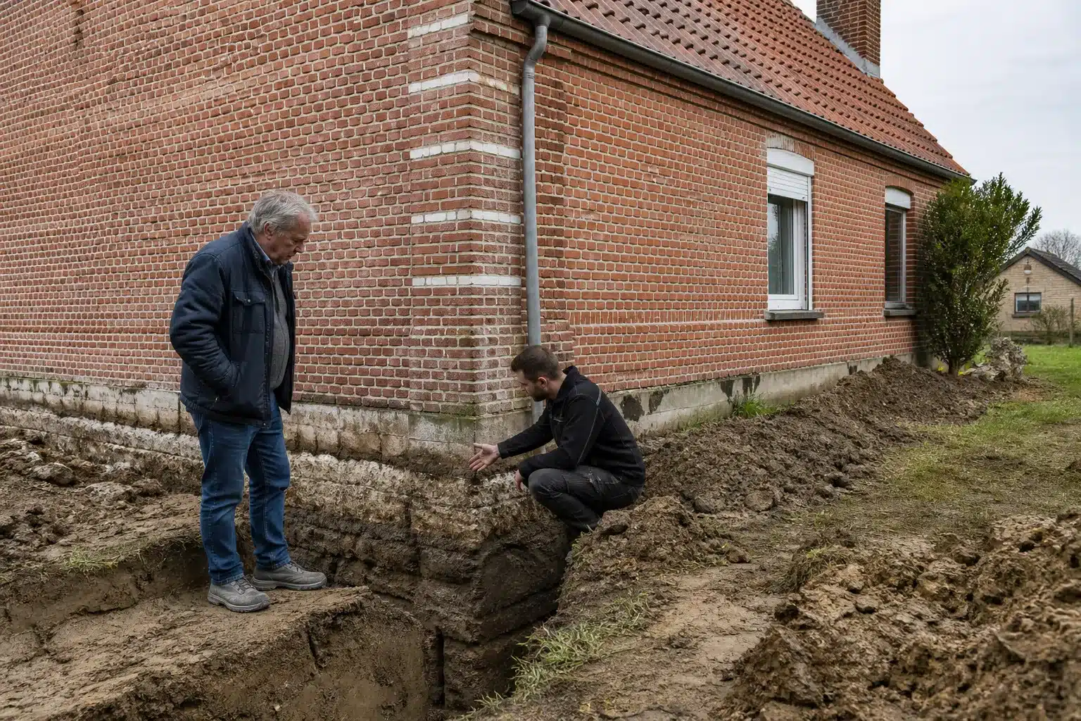 Diagnostic des fondations d'une maison fissurée dans le Nord, sol argileux