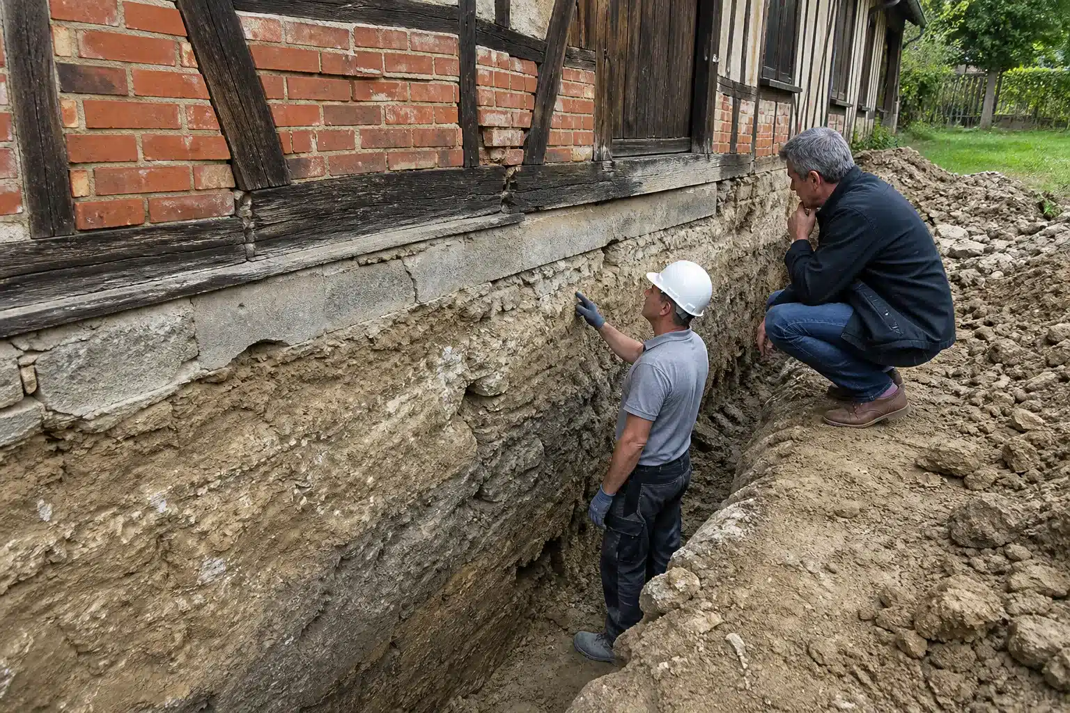 Diagnostic des fondations d'une maison fissurée dans l'Orne, sol argileux