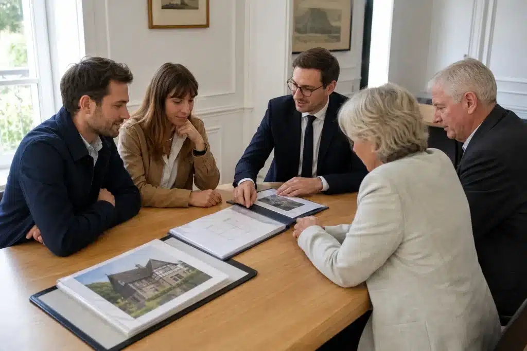 Signature d'une vente immobilière avec dossier technique de la maison