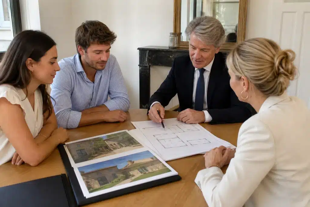 Signature d'une vente immobilière avec dossier technique de la maison