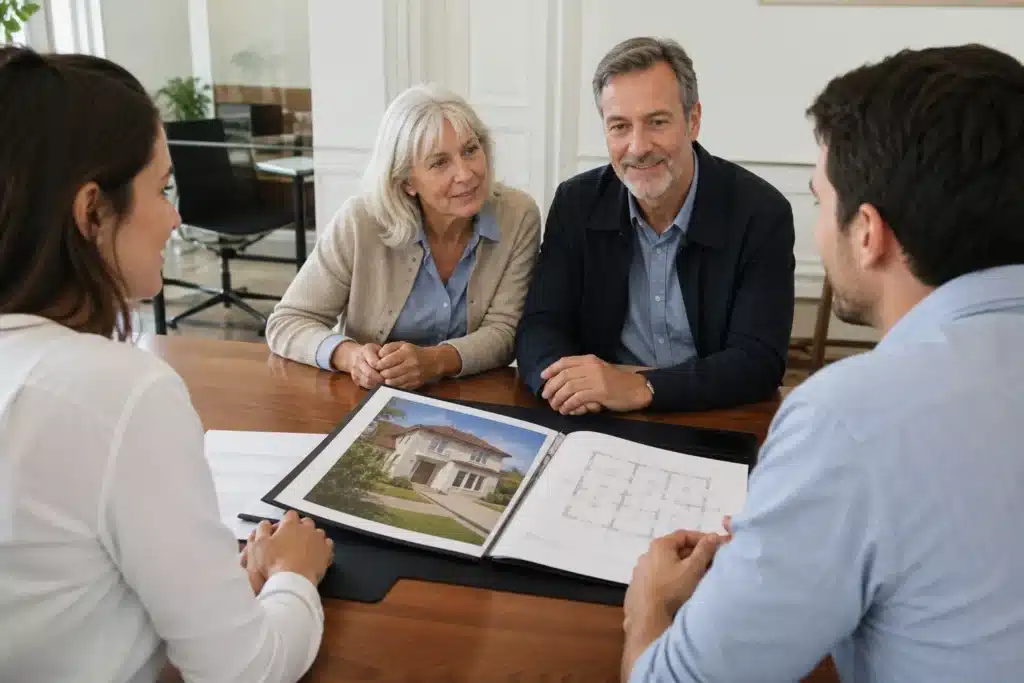 Signature d'une vente immobilière avec dossier technique de la maison