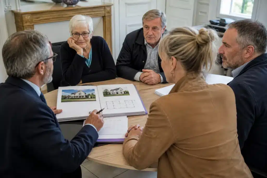 Signature d'une vente immobilière avec dossier technique de la maison