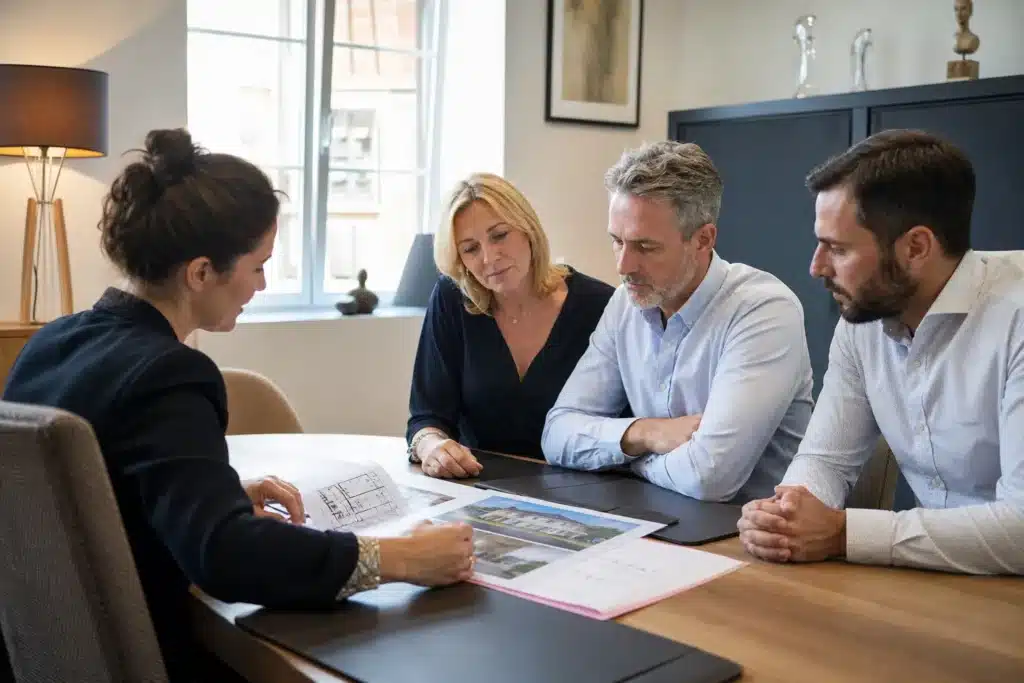 Signature d'une vente immobilière avec dossier technique de la maison