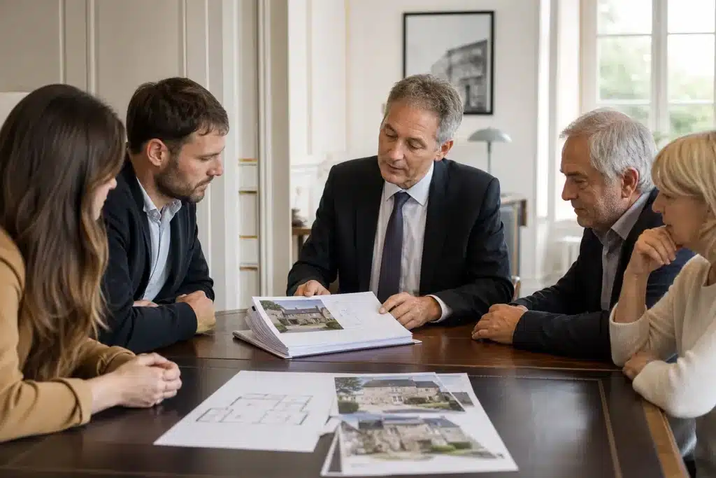 Signature d'une vente immobilière avec dossier technique de la maison