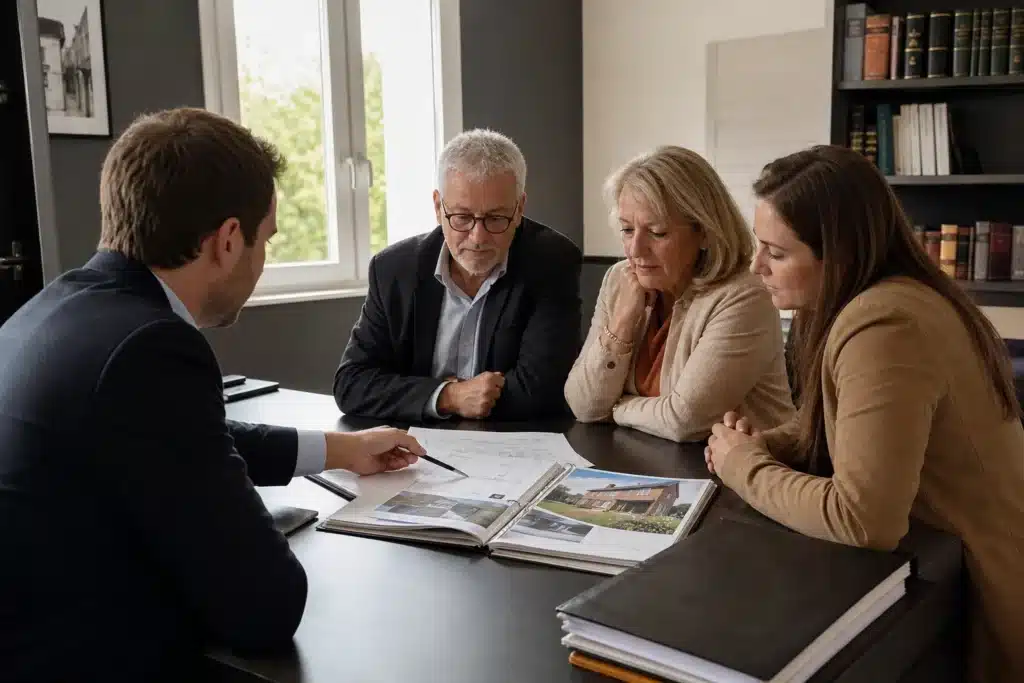 Signature d'une vente immobilière avec dossier technique de la maison