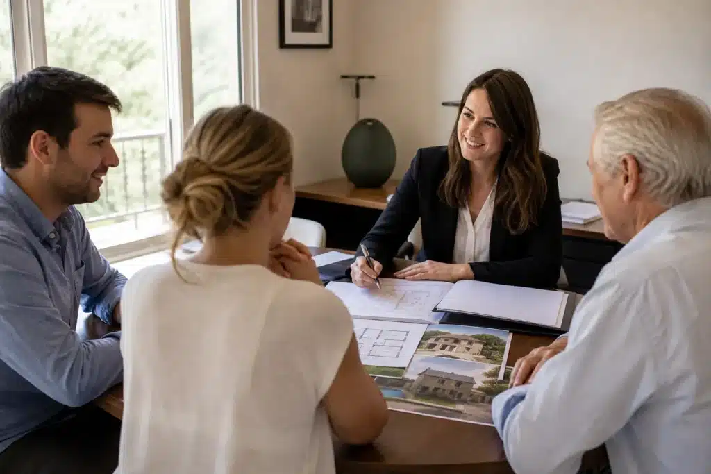 Signature d'une vente immobilière avec dossier technique de la maison